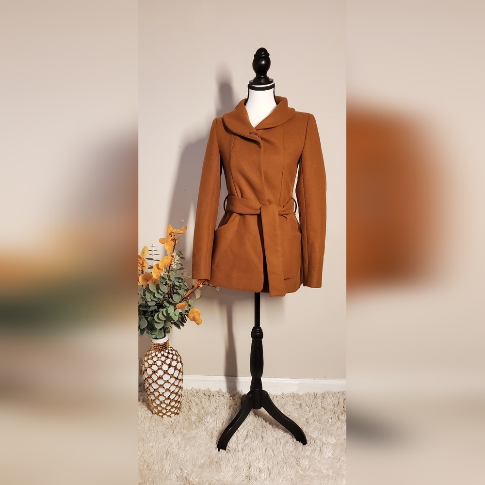Aritzia Wilfred Women's Wool/Cashmere Coat With Belt Tan Size XXS